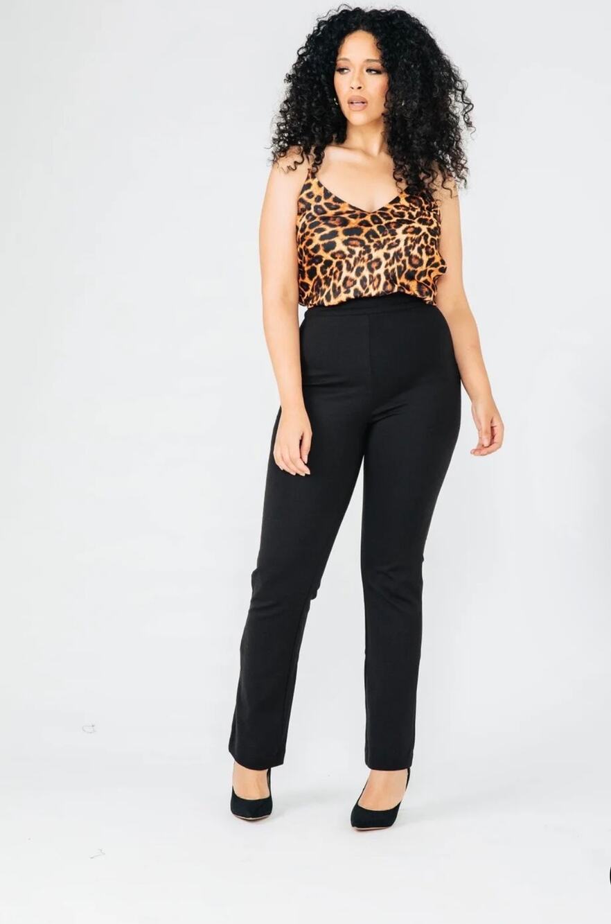 Chloe Kristyn Black Brennan Straight Leg Ponte Pant $258 Sz M